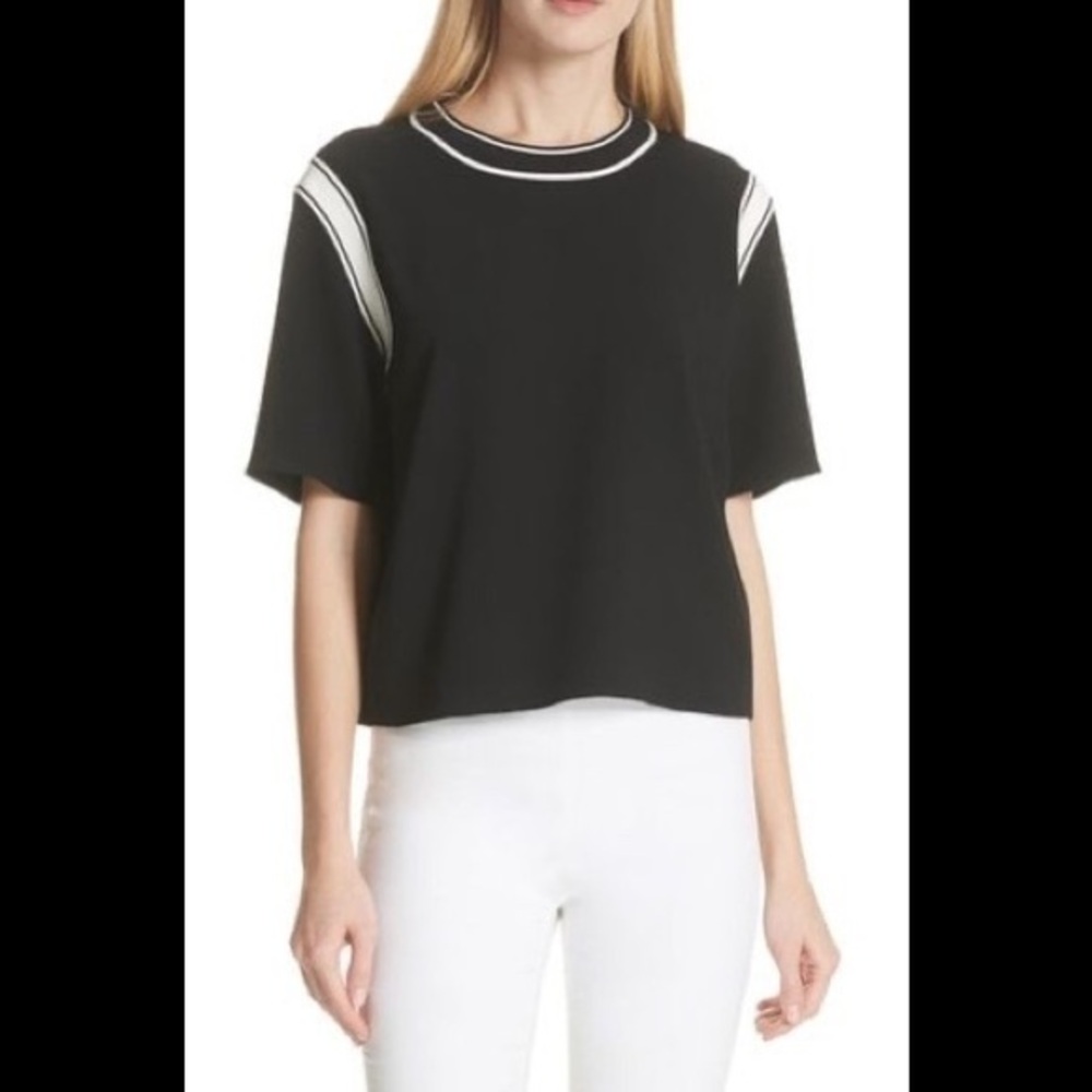 NWOT Rag & Bone Black & White Cropped “Mica” Shirt Size XS 90’s